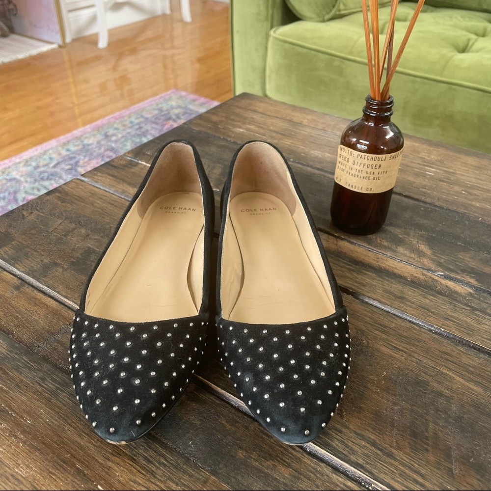 Cole Haan Womens Size 5.5B Pointed Toe Flats Black Suede